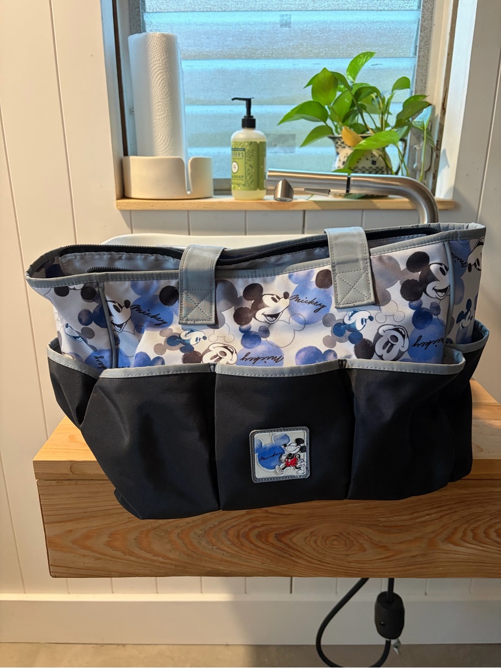 Mickey Mouse Black & Gray Baby Diaper Tote Bag